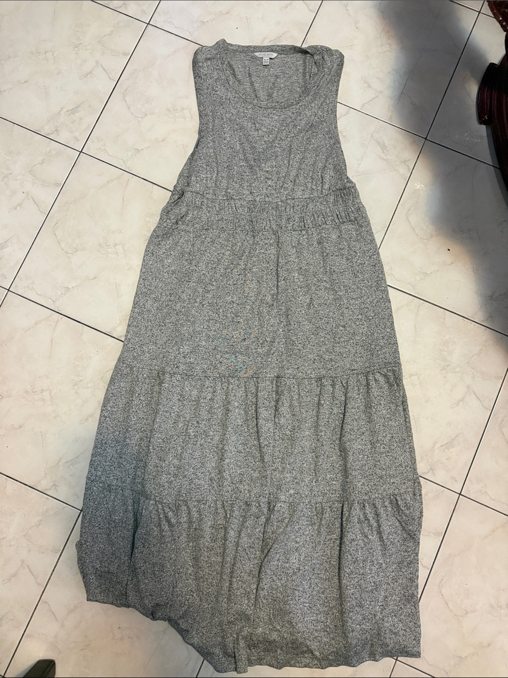 Lucky Brand Heather Gray Sleeveless Tiered Maxi Dress